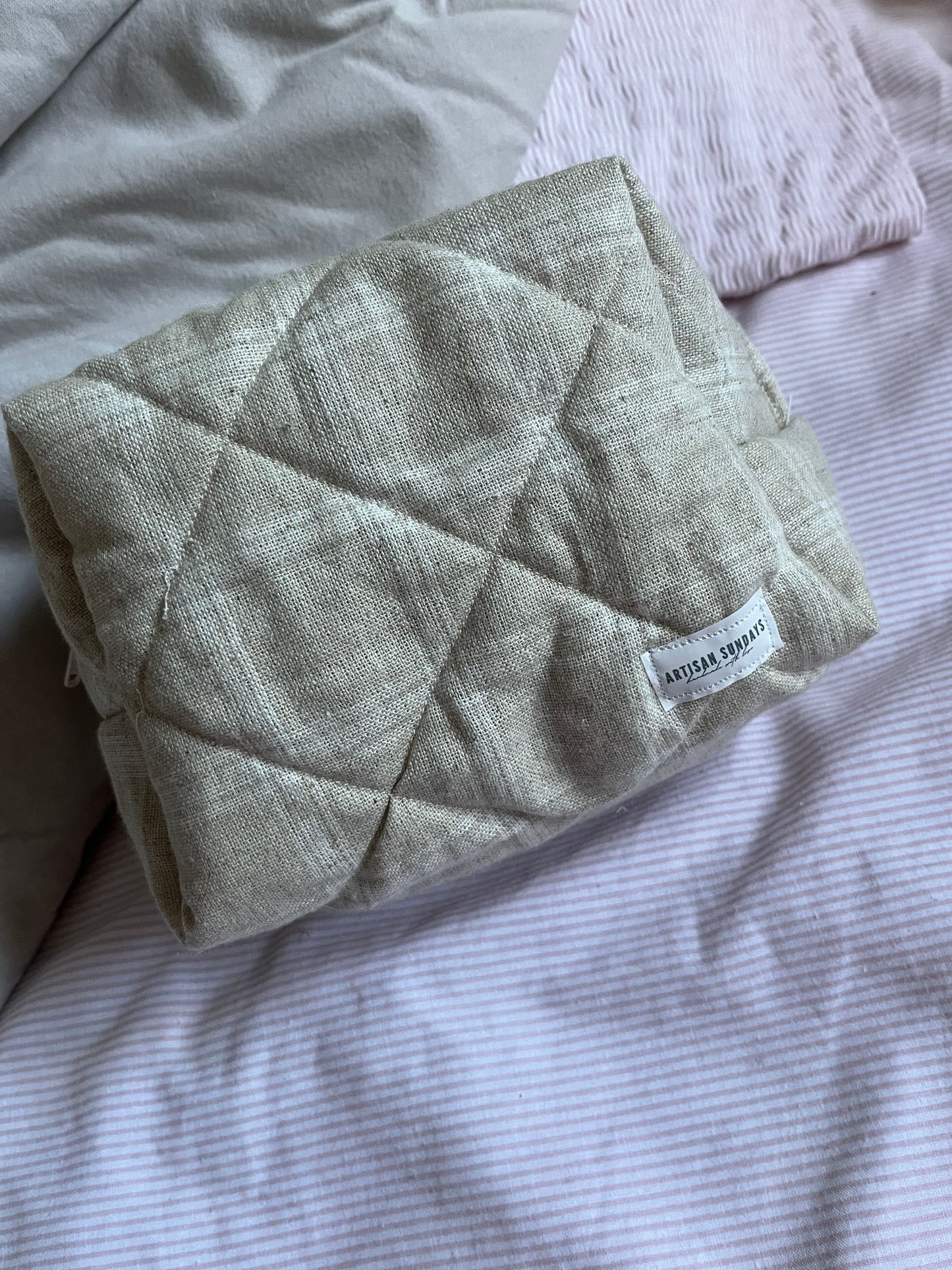 Quilted Make-up Bag Brown Floral