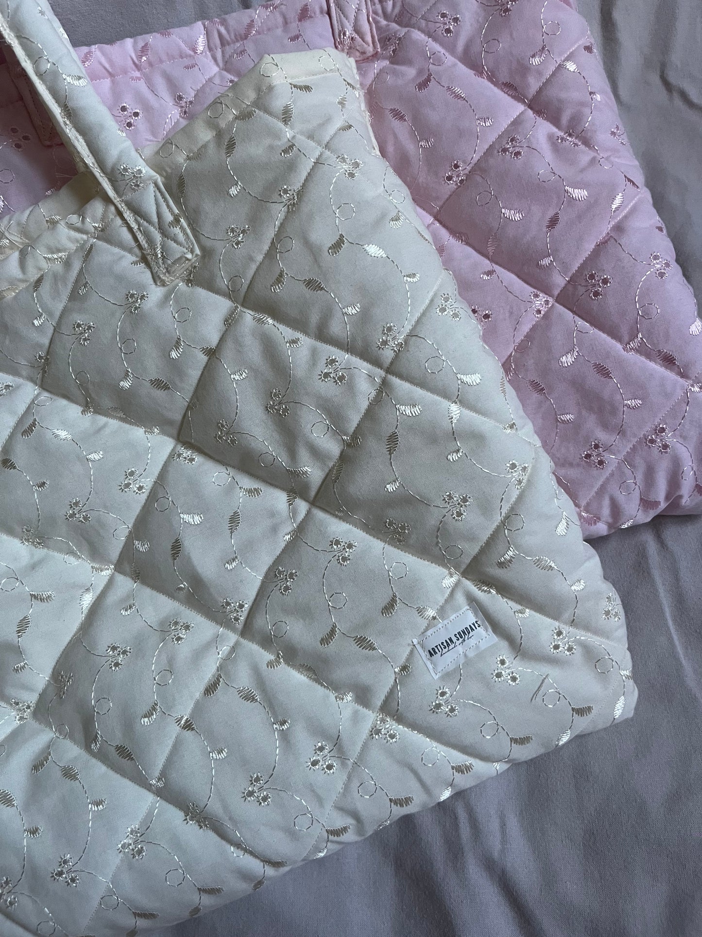 Quilted Tote Bag Pink