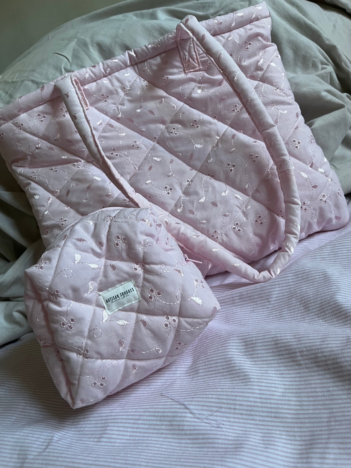 Quilted Tote Bag Pink