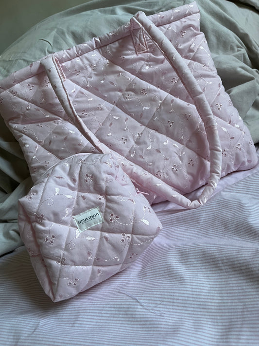 Quilted Tote Bag Pink