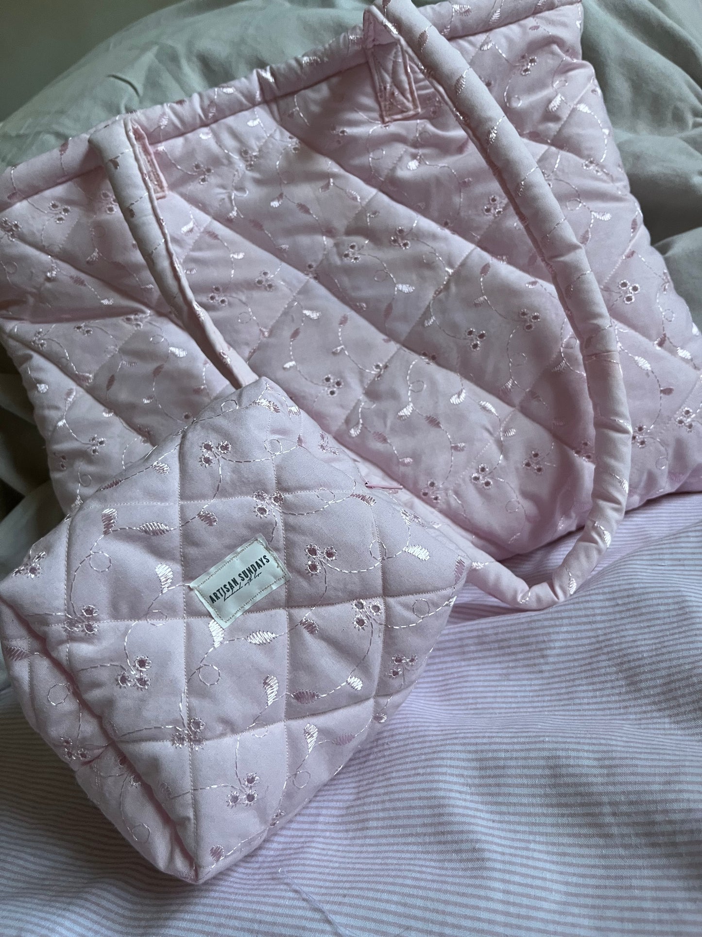 Quilted Tote Bag Pink