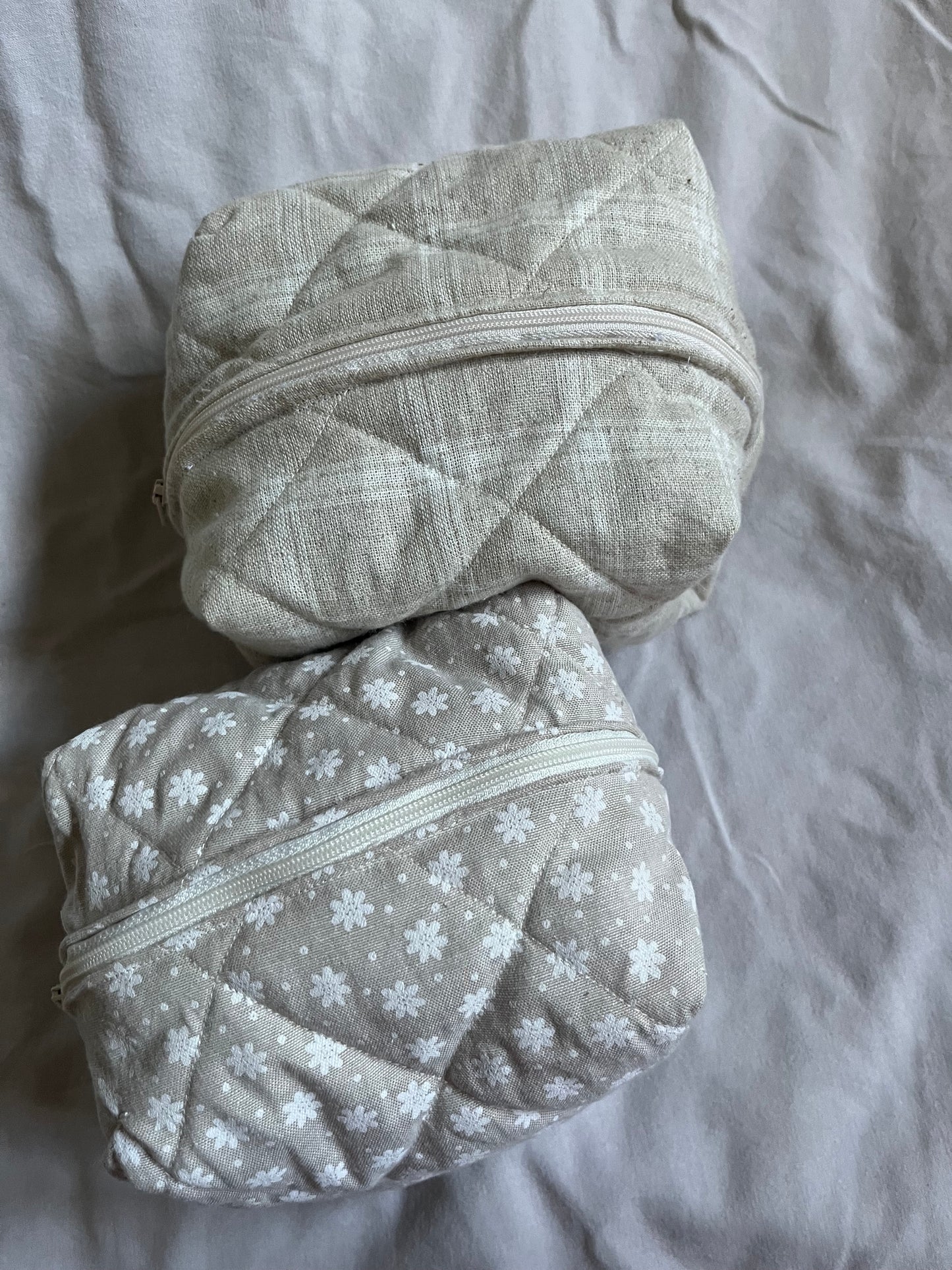 Quilted Make-up Bag Brown Floral