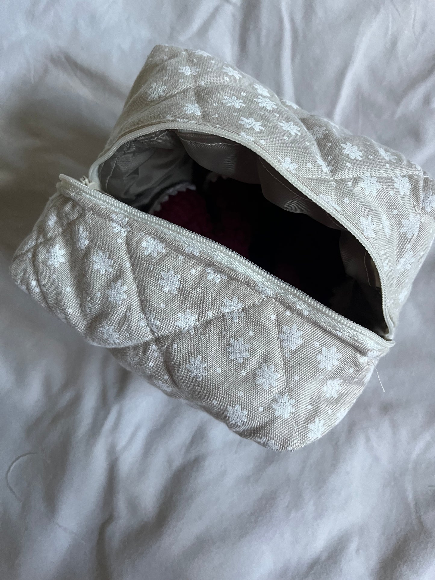 Quilted Make-up Bag Brown Floral