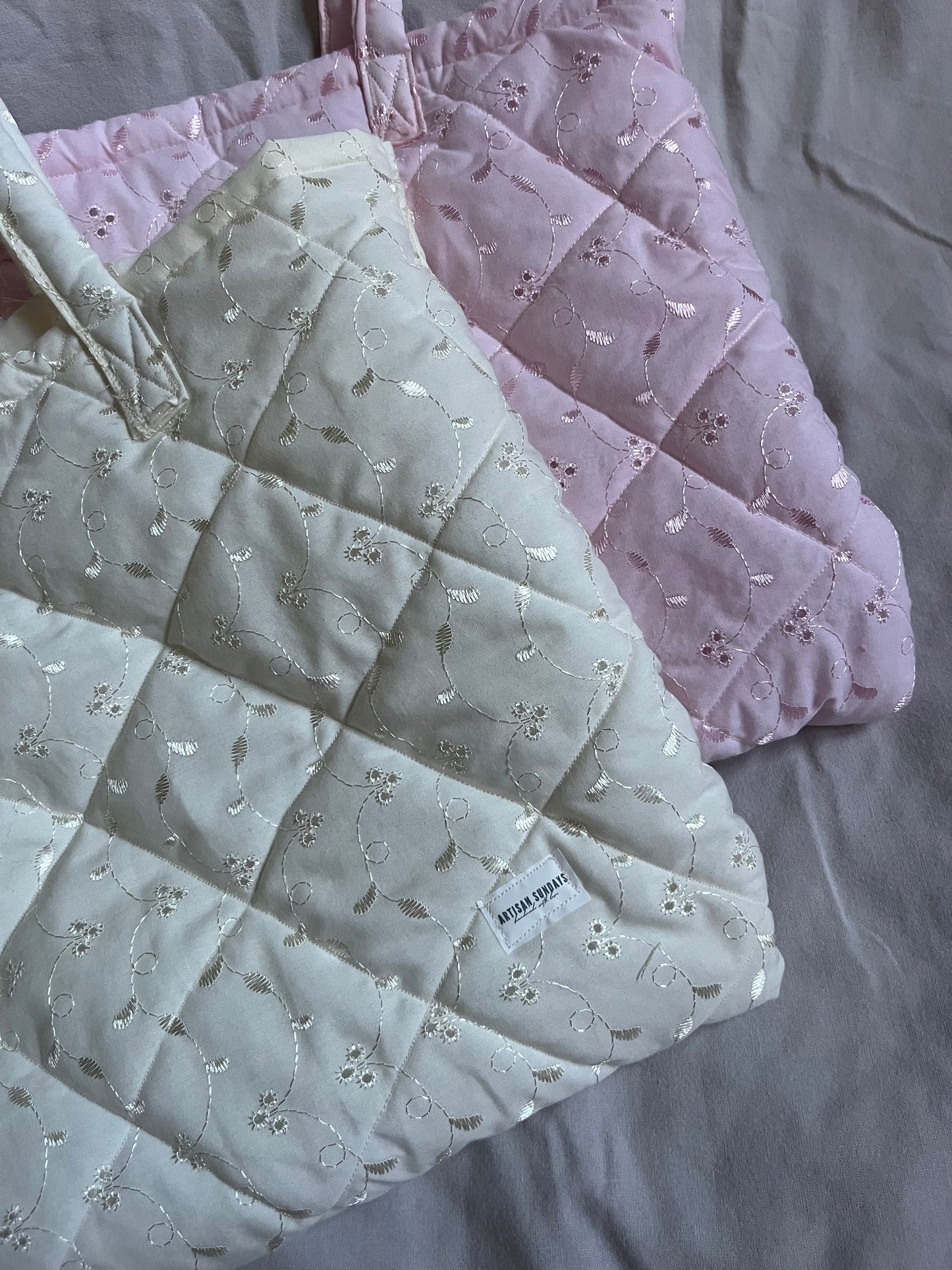 Quilted Tote Bag Pink